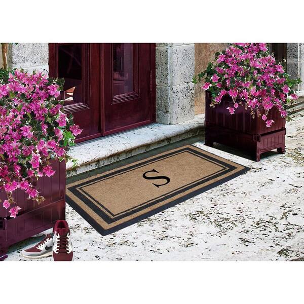 Embossed Modern Natural Coco Coir Non-slip Welcome Door Mat for