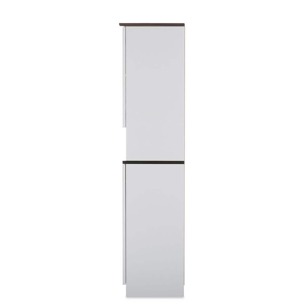 Lauren White and Dark Brown Two-Tone China Cabinet with Glass Door