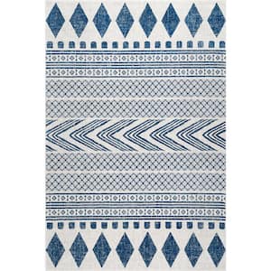 Shaina Tribal Blue Doormat 3 ft. x 5 ft. Area Rug