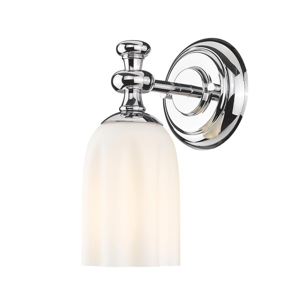 Orion 1-Light Chrome Wall Sconce with Opal Etched Glass Shade