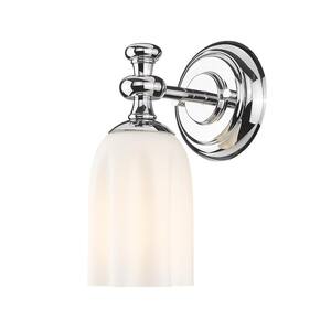 Orion 1-Light Chrome Wall Sconce with Opal Etched Glass Shade