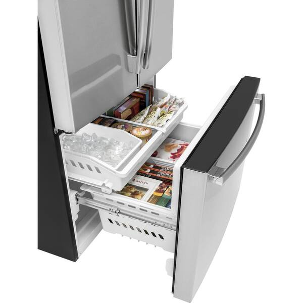 Ge 27 0 Cu Ft French Door Refrigerator In Fingerprint Resistant Stainless Steel Energy Star Gne27jymfs The Home Depot