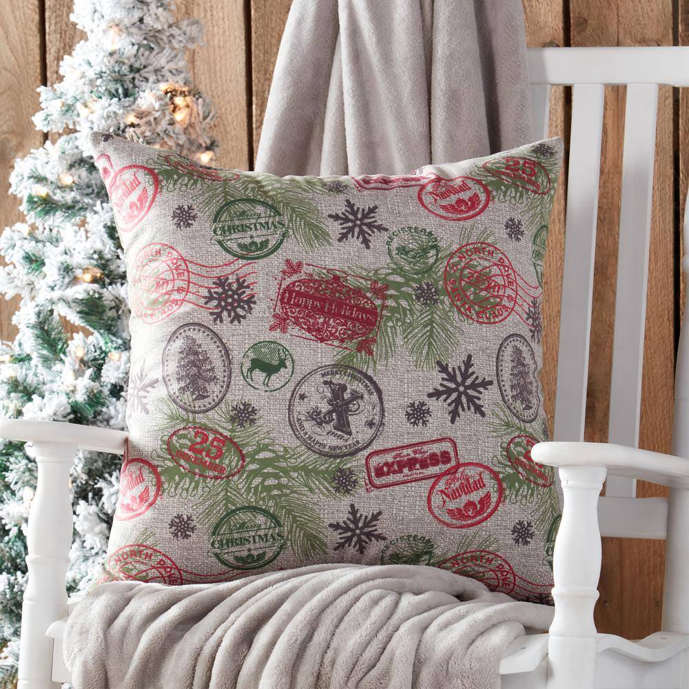 Holiday Workshop Print 18" Square Cotton Throw Pillow