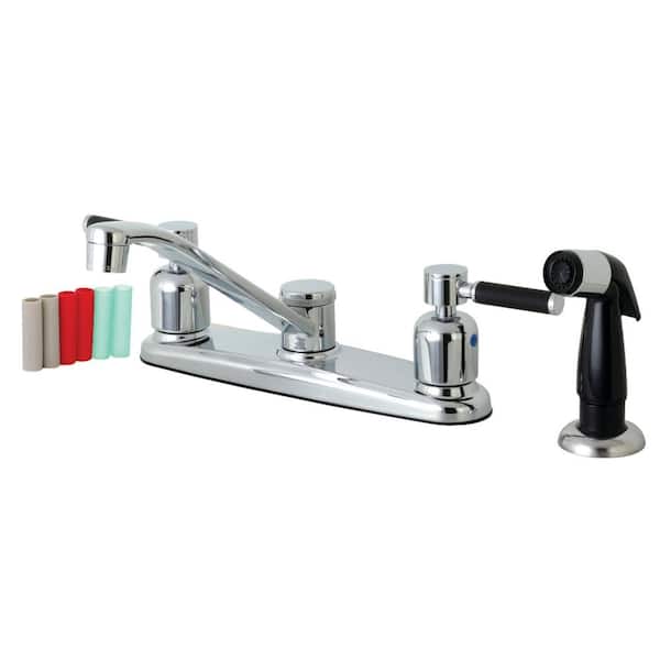Kaiser 2 Handle Deck Mount Standard Kitchen Faucet with Sprayer inPolished Chrome