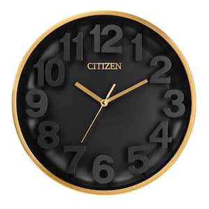 12 in. Wall Clock with Metal Case in a Matte Gold Color