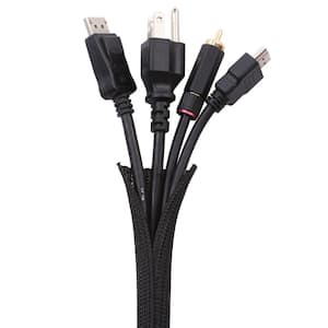 1/2 in.-25 ft. Cable Management Sleeve Cord Organizer Cable Protector Split Sleeving for Home Office Automotive-Black