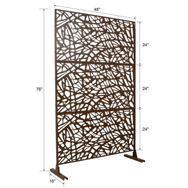Sudzendf Brown Outdoor Indoor Metal Privacy Screen Freestanding Decorative Screen for Deck Balcony Patio for Outside Lawn Garden