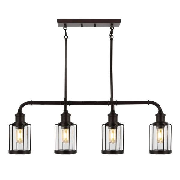 JONATHAN Y Abbott 34 in. 4-Light Oil Rubbed Bronze/Clear