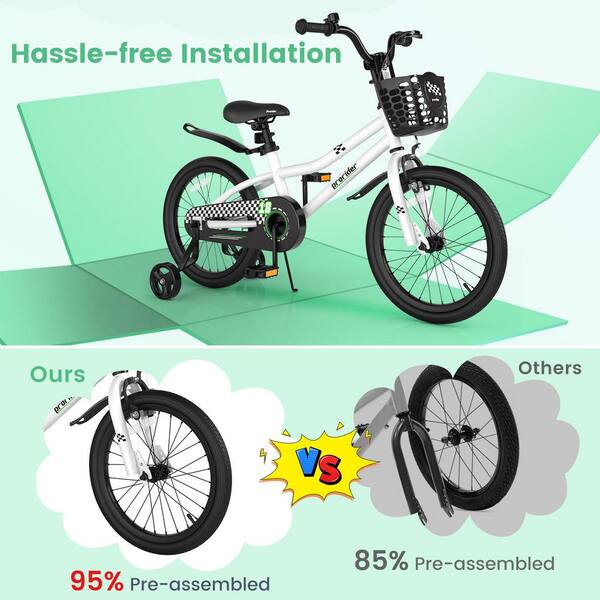 Costway 18 in. Kid's Bike with Removable Training Wheels and