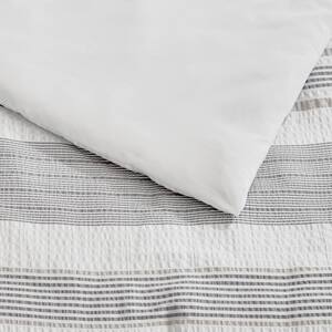 Arden 3-Piece White and Gray Textured Stripe Comforter Set