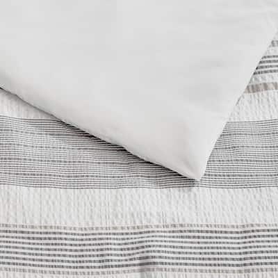 Arden 3-Piece White and Gray Textured Stripe Comforter Set