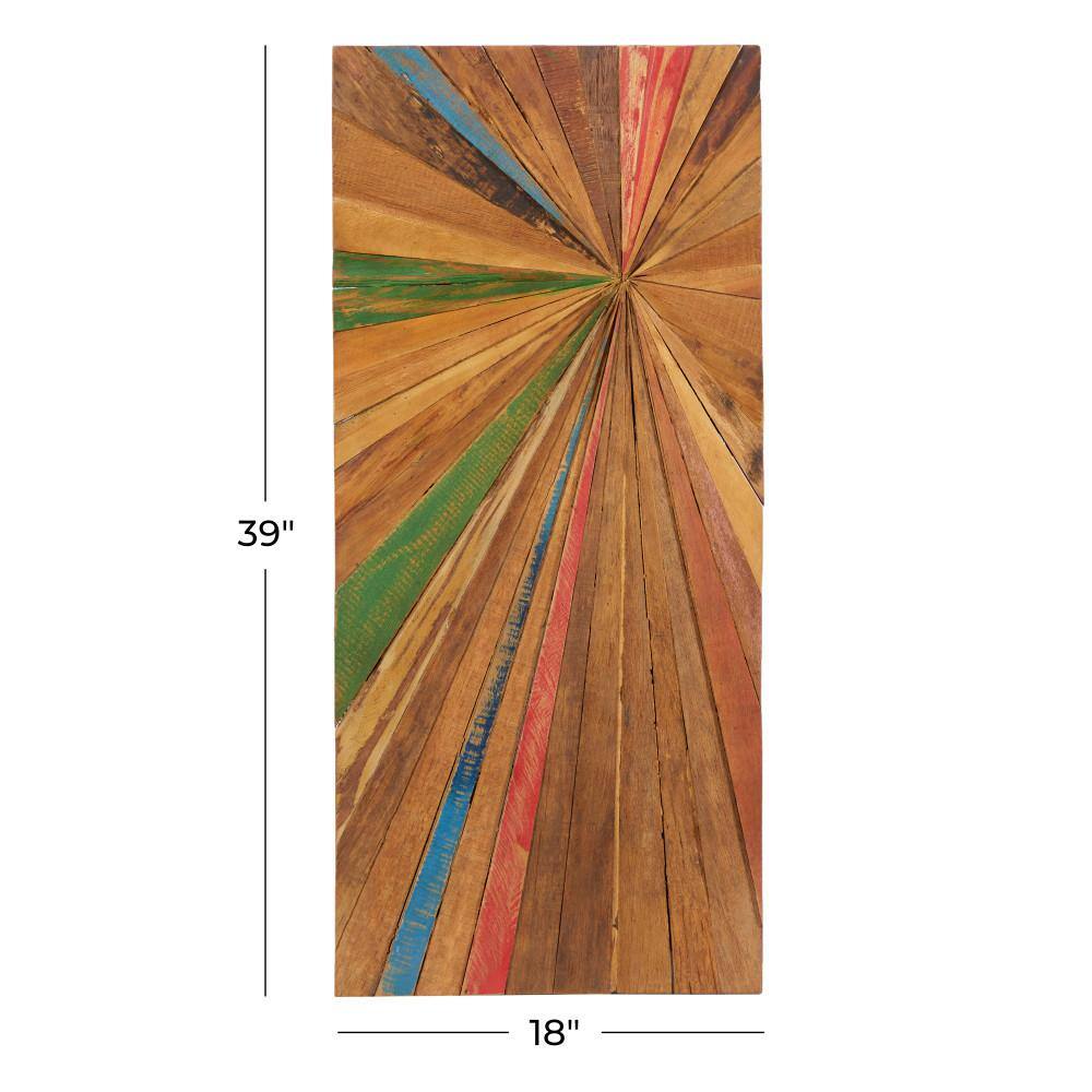 39" x 18" Multicolor Teak Wood Starburst Handmade Radial Wall Decor