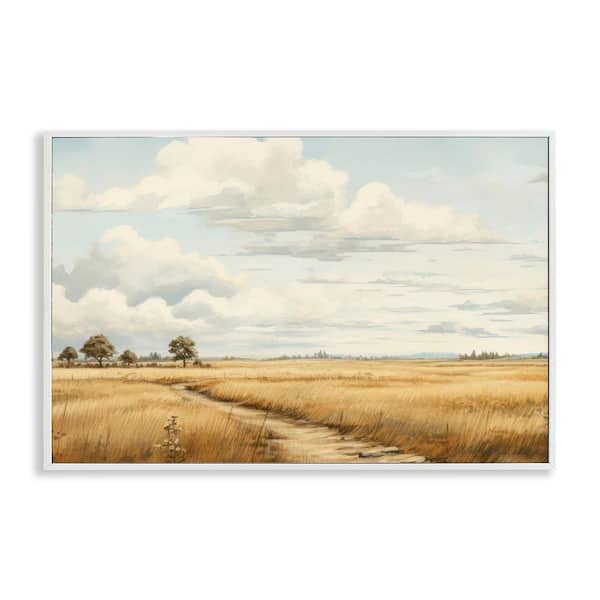 Stupell Industries Path Through Vast Grassland by LSR Creative Studio White Framed Nature Giclee Art Print 12 in. x 18 in.