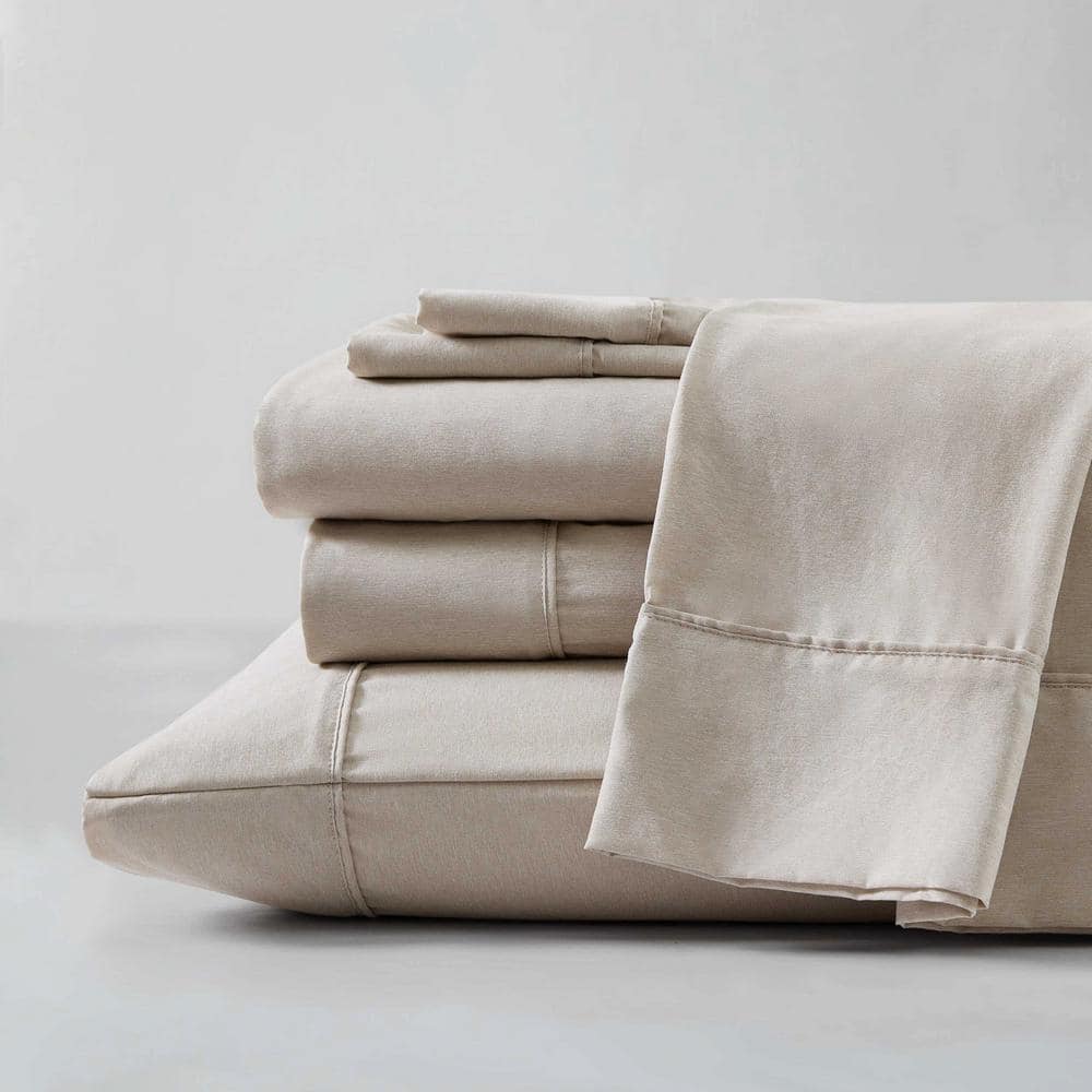 Sand Beige Twin Organic Polyester Microfiber Sheet Set