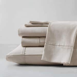 KCNY Solid Cationic Brushed Sand Beige 3-Piece Microfiber Twin Sheet Set