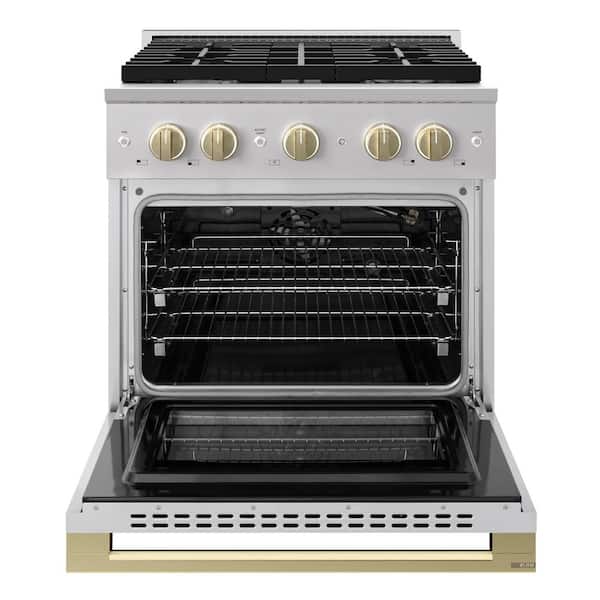 Autograph 30 in. 4.2 cu. ft. Marino Freestanding Gas Range with 4 Burners and Convection Oven with Bronze Accents