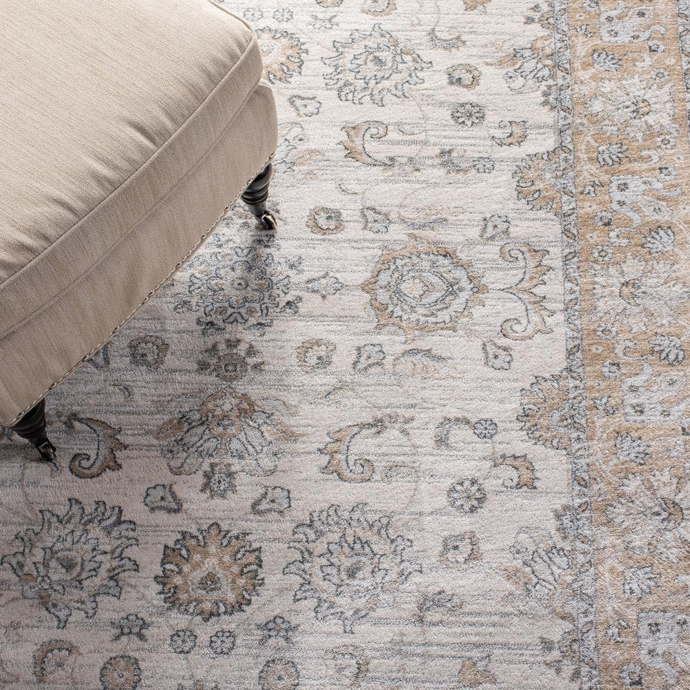Isabella 6'7" Square Cream and Beige Synthetic Area Rug