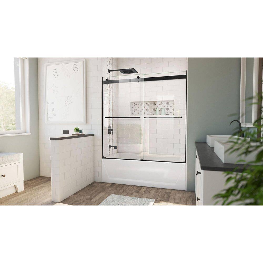 Essence 60" Frameless Black Tub Door with ClearMax Technology