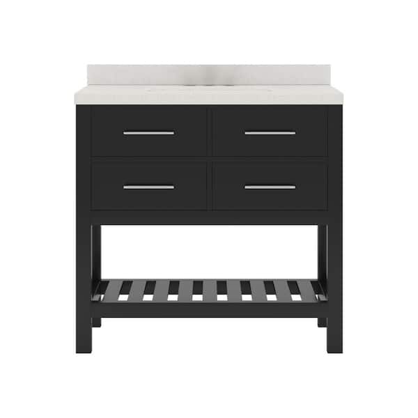 Virtu USA Caroline Estate 36 in. W x 22 in. D x 35 in. H Single Sink Bath Vanity in Espresso with Quartz Top