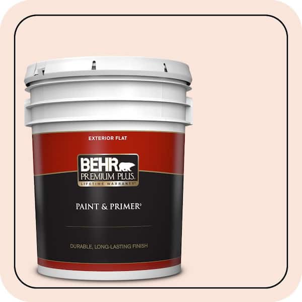 BEHR PREMIUM PLUS 5 gal. #220C-1 White Peach Flat Exterior Paint & Primer