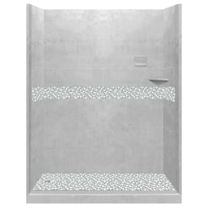 Del Mar 60 in. L x 30 in. W x 80 in. H Left Drain Alcove Shower Kit with Shower Wall and Shower Pan in Portland Cement