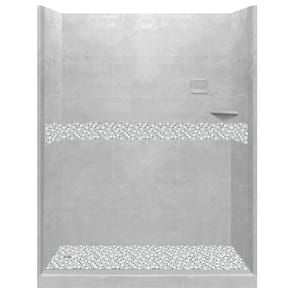 Del Mar 60 in. L x 32 in. W x 80 in. H Left Drain Alcove Shower Kit with Shower Wall and Shower Pan in Portland Cement