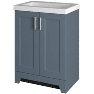 Brindle 24.5 in. W x 16.25 in. D x 33.8 in. H Single Sink Bath Vanity in Steel Blue with White Cultured Marble Top