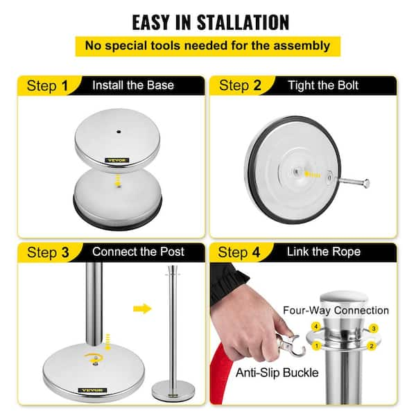 VEVOR Crowd Control Stanchion 5 ft. Red Velvet Rope barriers