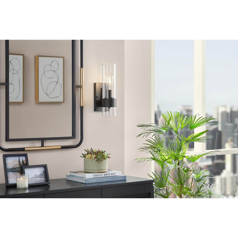 Denbeck 4.5 in. W Matte Black 1-Light Sconce Clear Glass price history on PriceWatchPro