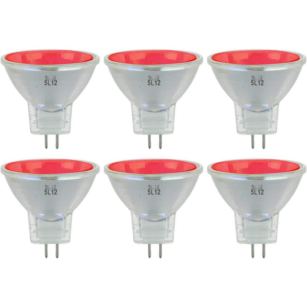 20-Watt MR11 Dimmable 10-Degree Narrow Spot 12-Volt GU4 Bipin Base Halogen Light Bulb with Red Glass Cover (6-Pack) price history on PriceWatchPro