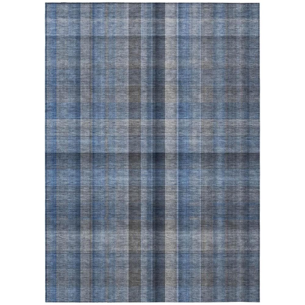 Blue 9 ft. x 12 ft. Woven Plaid Rectangle Indoor/Outdoor Area Rug price history on PriceWatchPro