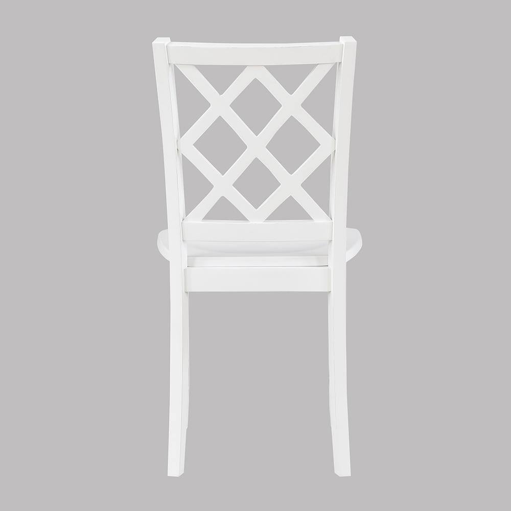 White Birch Veneer 5-Piece Dining Set with Lattice-Back Chairs