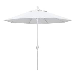9 ft. Matted White Aluminum Market Push Tilt Umbrella in White Olefin