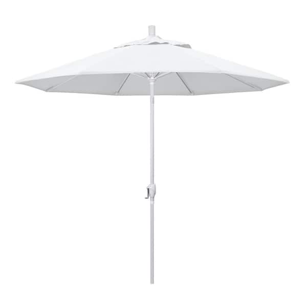 California Umbrella 9 ft. Matted White Aluminum Market Push Tilt Umbrella in White Olefin