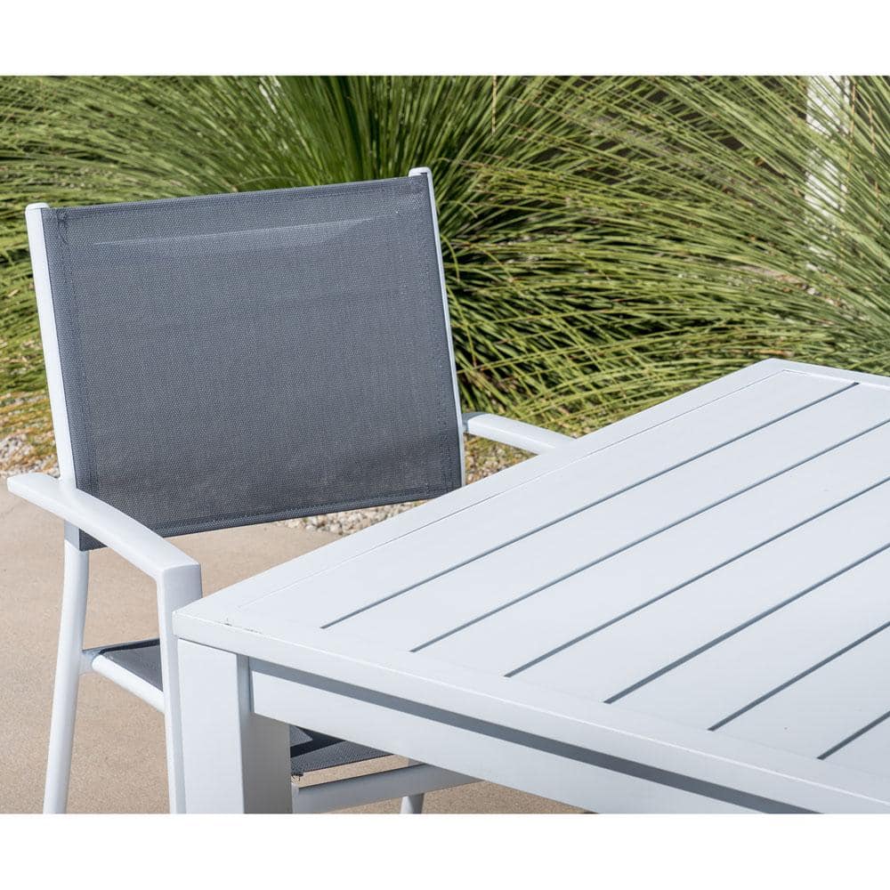 Harper White Aluminum 6-Person Outdoor Dining Set with Sling Chairs