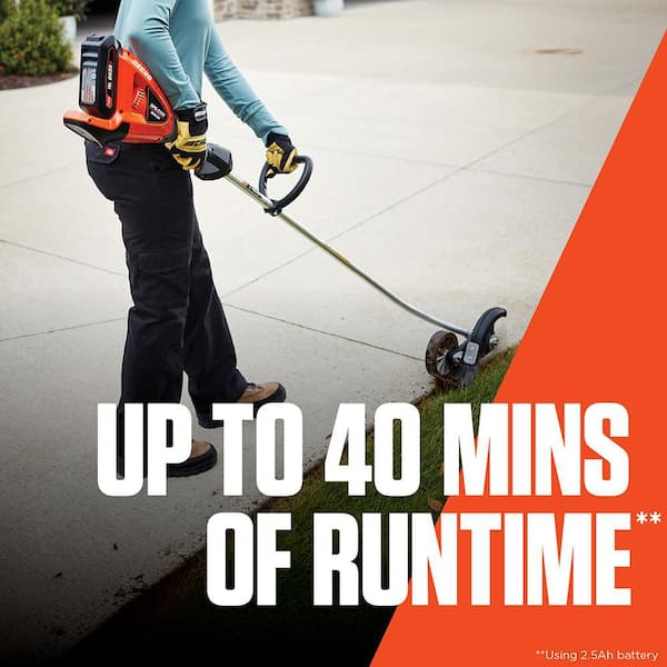 56-Volt Cordless Battery Powered Brushless Lawn Edger with 2.5Ah Battery and Top Mount Charger