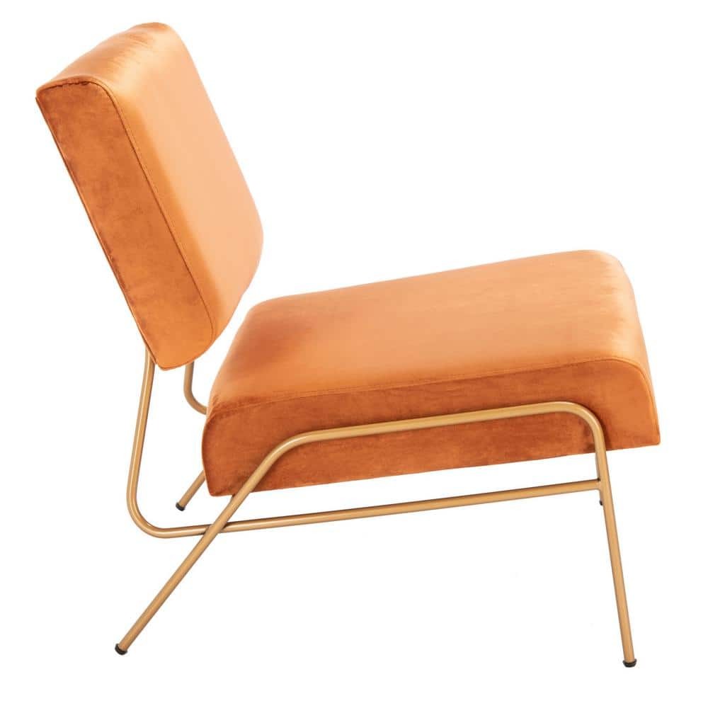 Sienna Brown Velvet and Metal Accent Chair