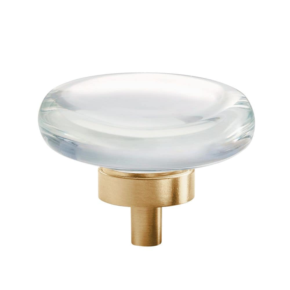 Clear and Bronze Round Glass Cabinet Knob with Mounting Hardware