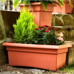 Veranda 26 in. Chocolate Plastic Deck Window Box Planter