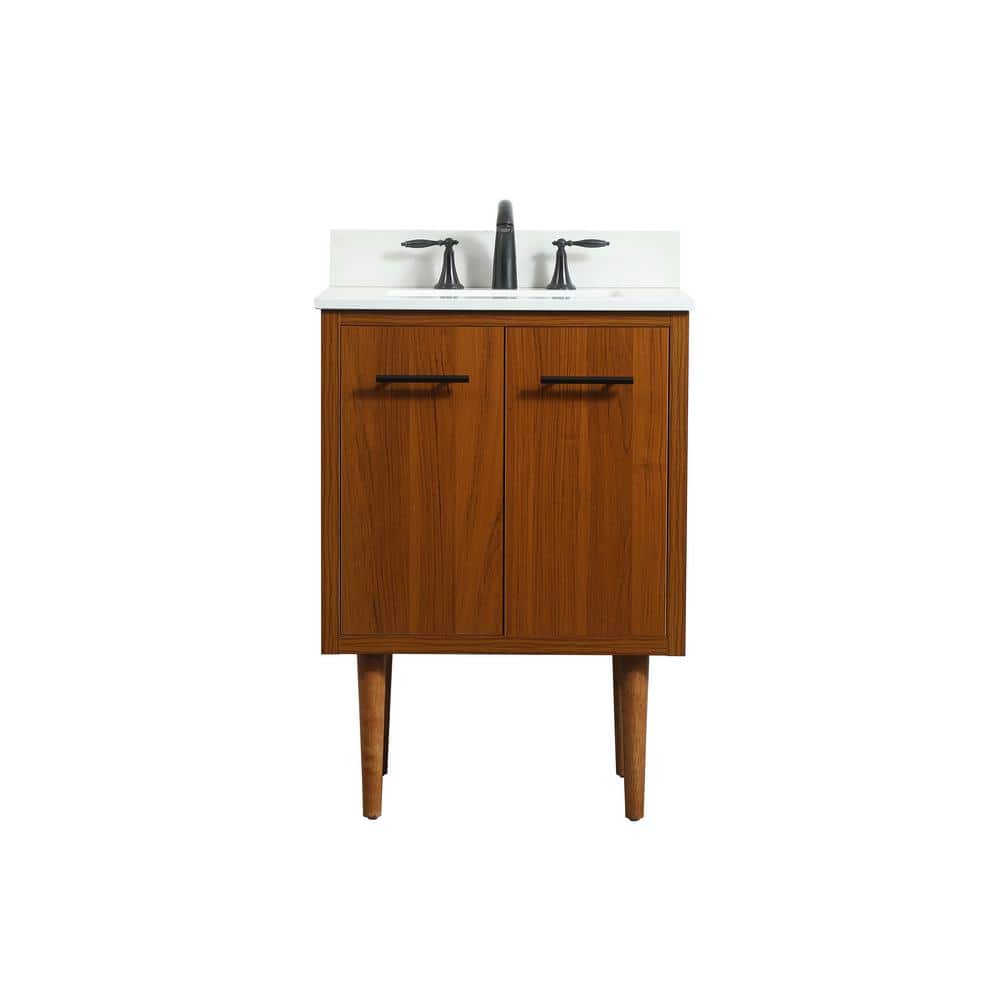 Simply Living 24 in. W x 19 in. D x 33.5 in. H Bath Vanity in Teak with Ivo
