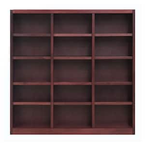 72 in. Cherry Wood 15-shelf Standard Bookcase with Adjustable Shelves