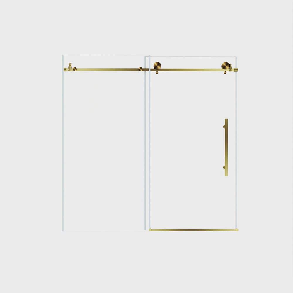 60 in. W x 60 in. H Single Sliding Frameless Tub Door in Brushed Gold with 5/16 in. Tempered Clear Glass price history on PriceWatchPro