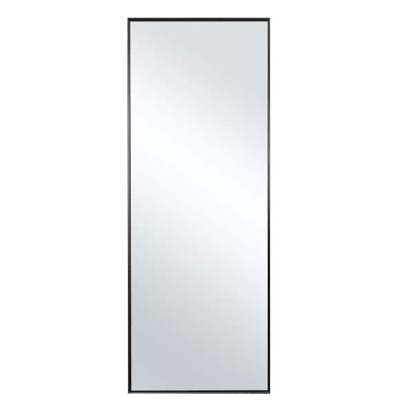 Unbranded 21 in. W x 64 in. H Rectangular Framed Wall Bathroom Vanity Mirror in Black with Standing Holder