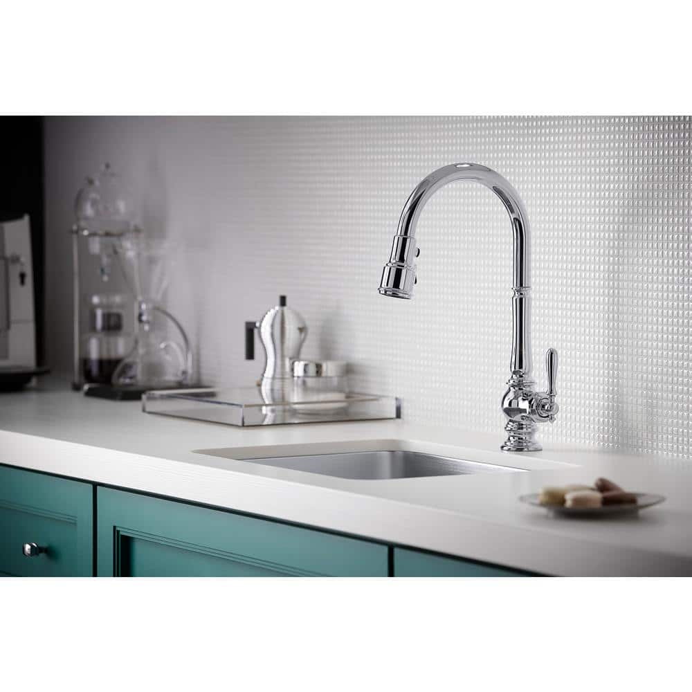 Polished Chrome Pull Down Single Handle Kitchen Faucet