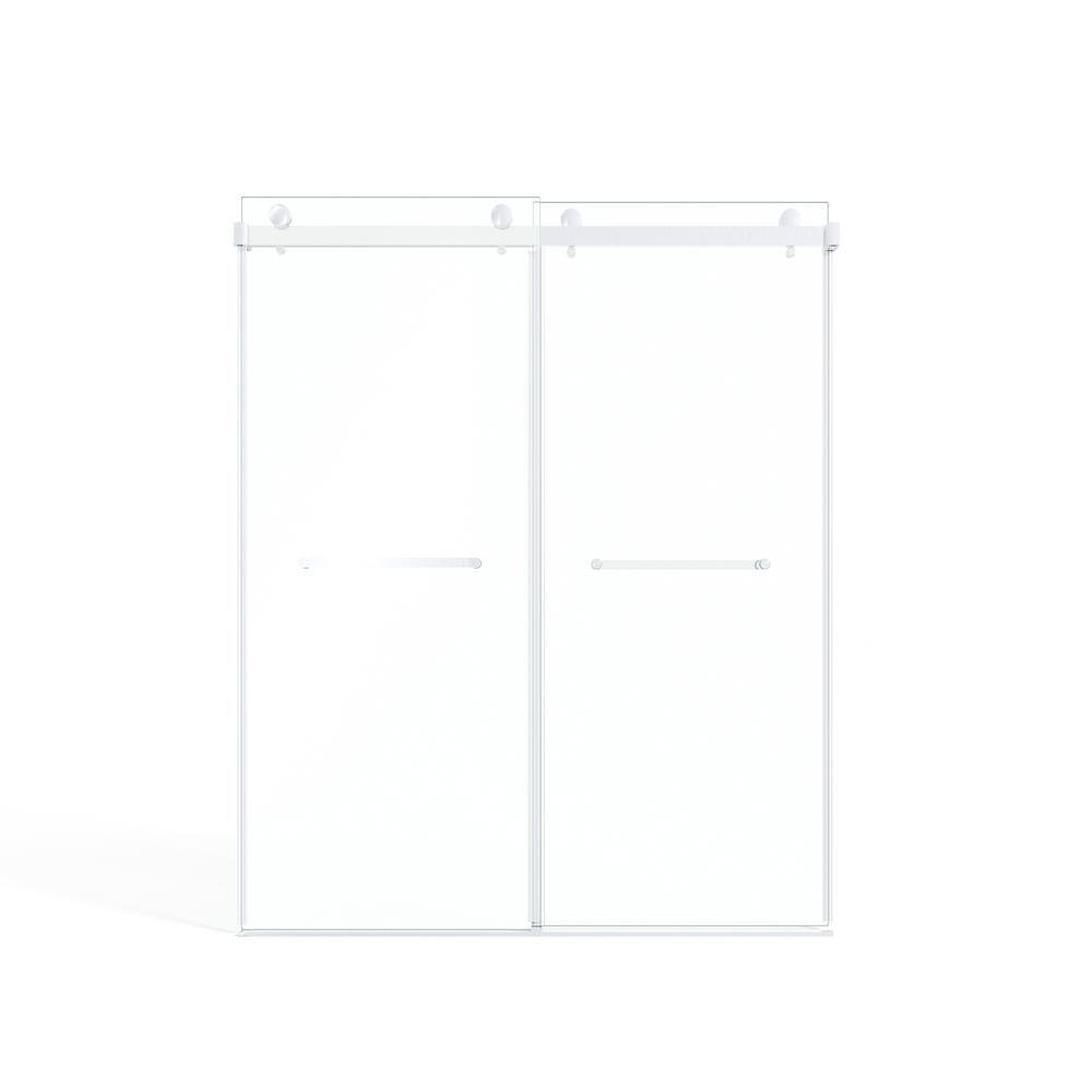 60 in. W x 75 in. H Sliding Shower Door Framed in Sliver with Clear Glass a