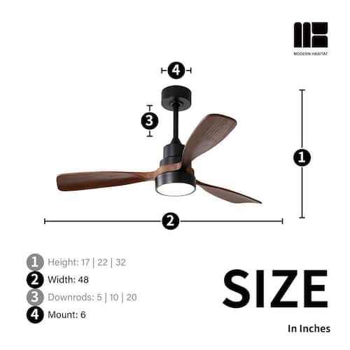 AuraVista 48 in. Indoor walnut blades Ceiling Fan with LED Light Bulbs and Remote Control Ceiling Fans