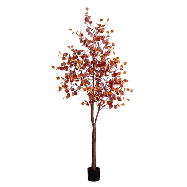8 ft. Artificial Pre-Lit Grand Autumn Eucalyptus Fall Tree with 540 Warm White LED Lights