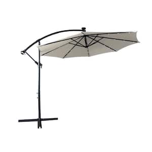 Willty 10 ft. Metal Cantilever Solar Tilt Patio Umbrella in Cream