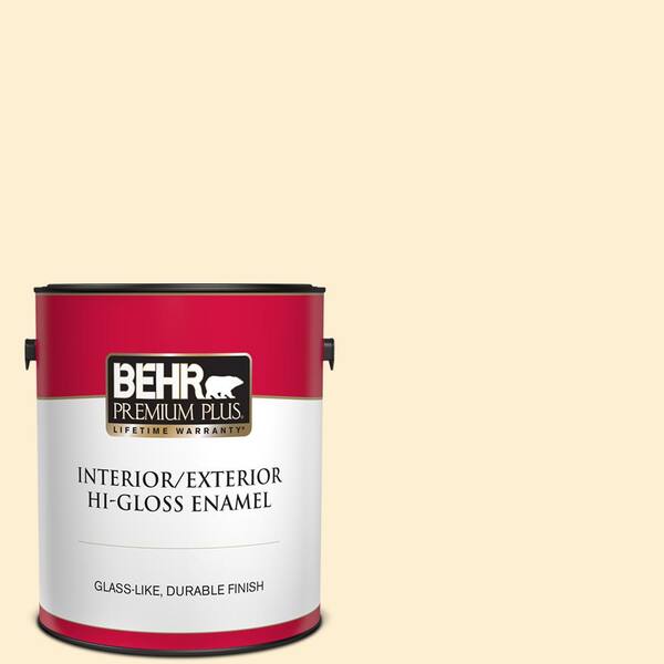 BEHR PREMIUM PLUS 1 gal. #330A-1 Bonnie Cream Hi-Gloss Enamel Interior/Exterior Paint