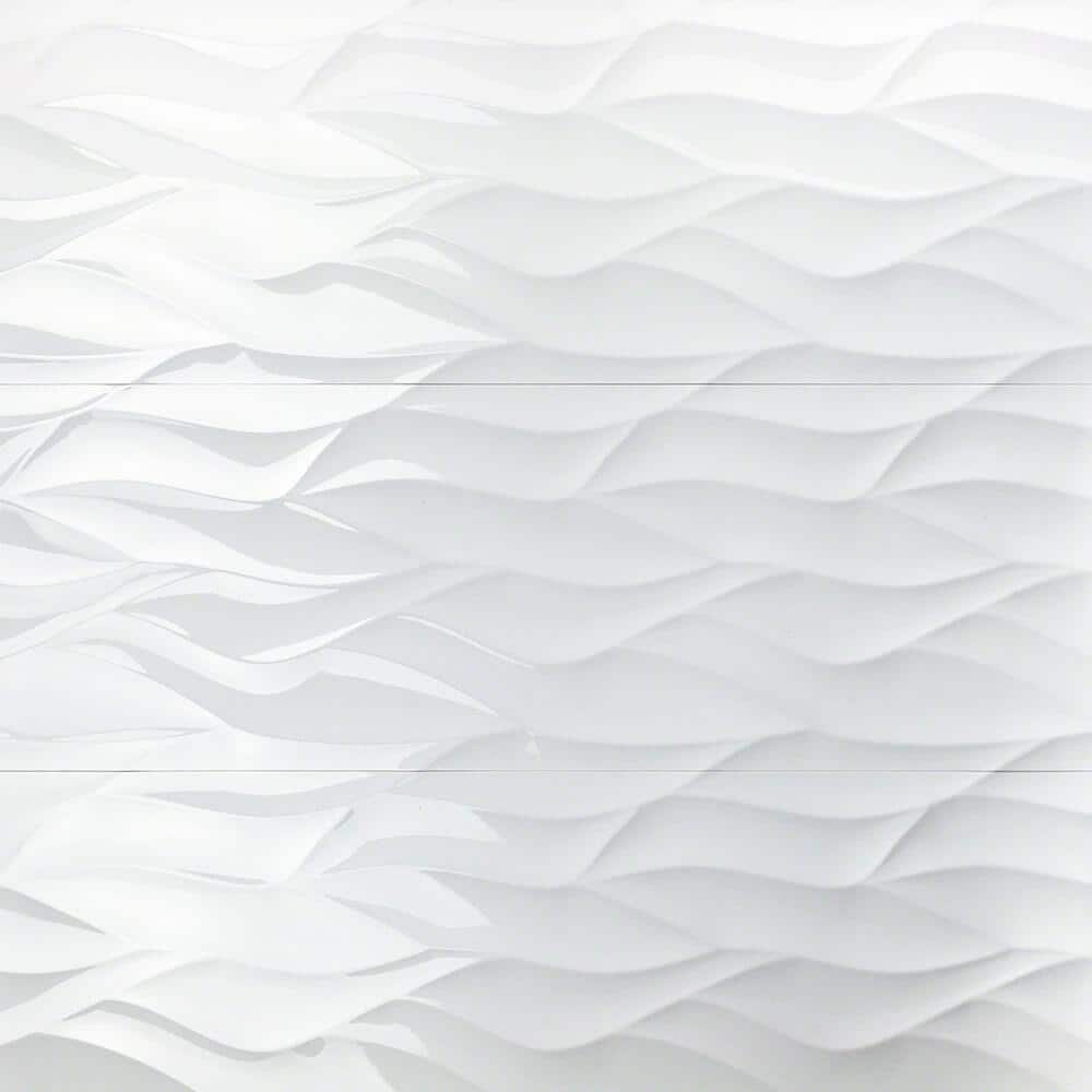 Ivy Hill Tile Ripple White Wavy 12 in. x 36 in. Polished Ceramic Wall